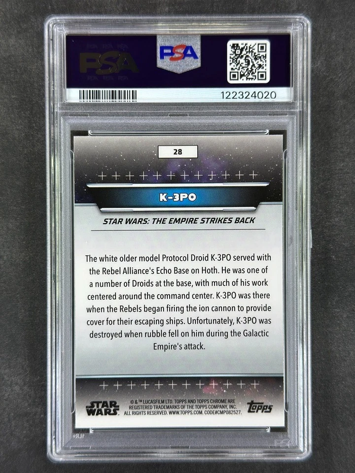 2024 Topps Chrome Star Wars Hyperspace #28 Hoth K-3P0 Nebulae Refractor PSA 10 - Image 2 of 2
