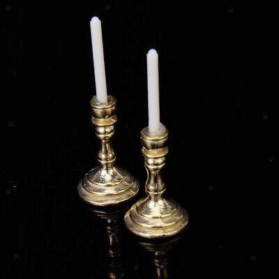 1//12 Doll House Miniature Mini Candlesticks White Candles DIY Accessories B$CA