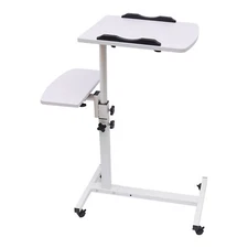 Office Laptop Desk Rolling Table Computer Mobile Stand Adjustable Portable NEW