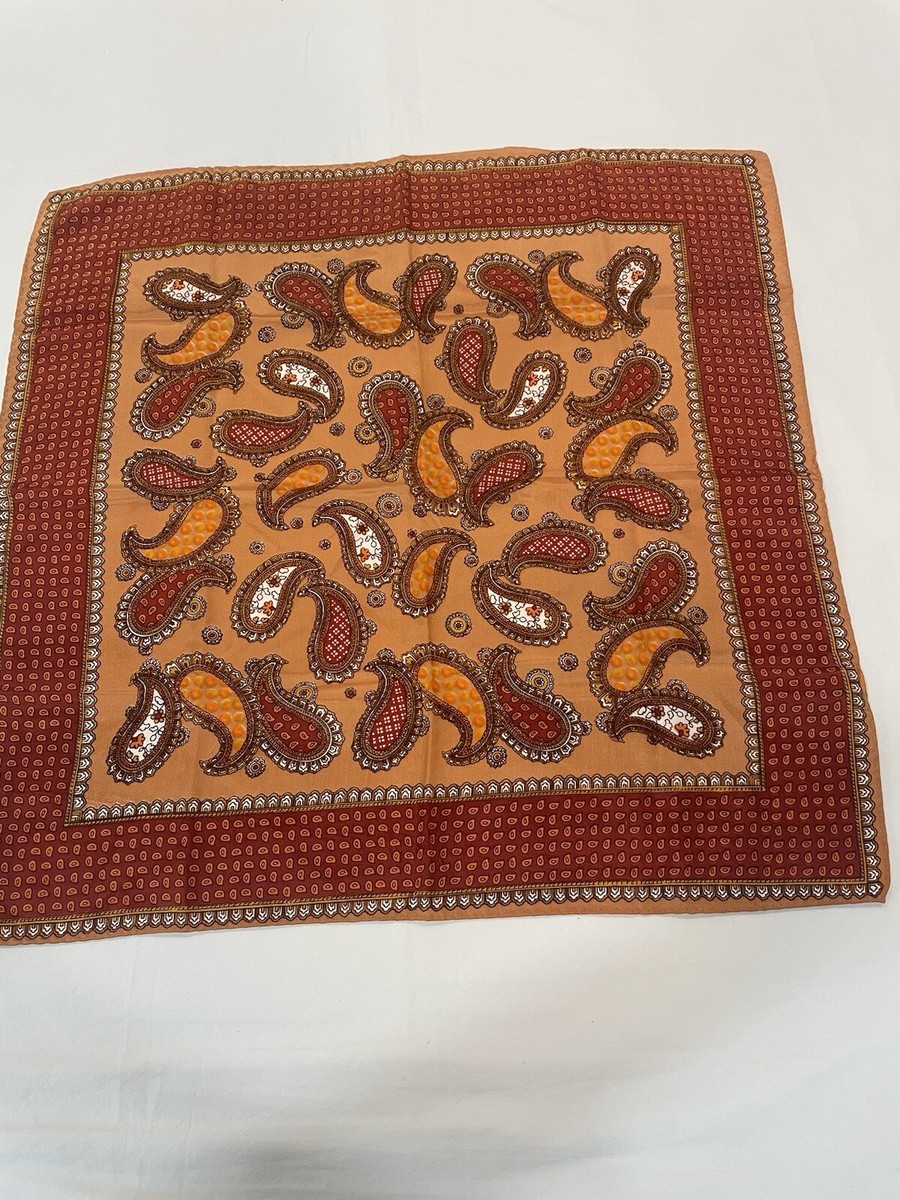 Vintage Scarf Morsly New York Womens Paisley Orange/Brown Bright