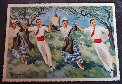 vtg postcard EN PARCOURANT LA PROVENCE La Farandole Editions Gaby unposted dance