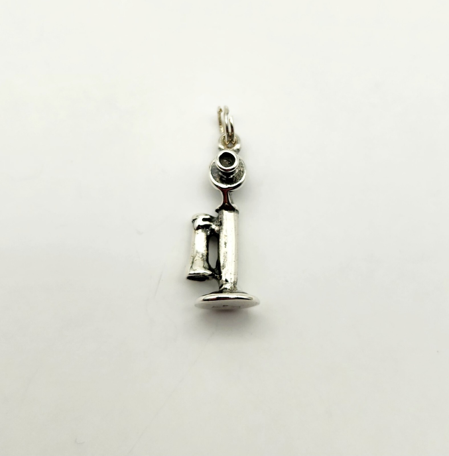 Vintage Antique Telephone or Candlestick Sterling Silver Charm Pendant - 2.0g