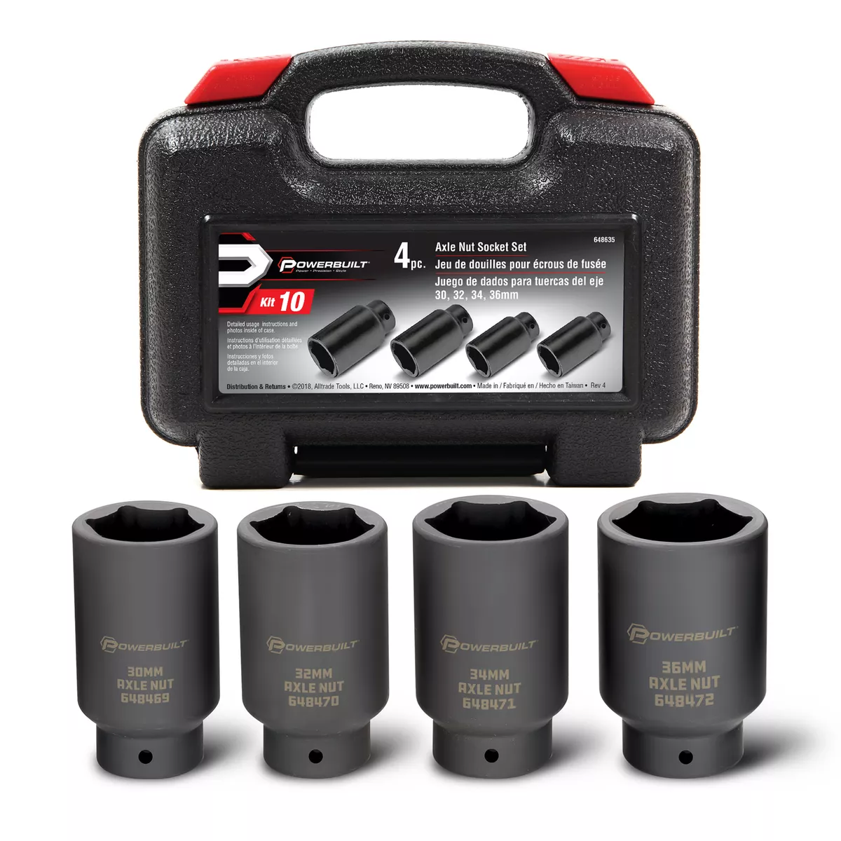 Powerbuilt 4 Piece Axle Nut Socket Set 648635 eBay