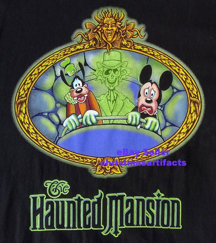 Vintage Disneyland Disney Haunted Mansion T-Shirt Hitchhiking Ghosts Mickey  XL