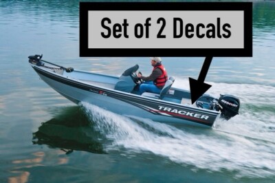 TRACKER BOAT DECALS 48  - Set Of 2 - White DECALS HULL Fishing Stickers Bass