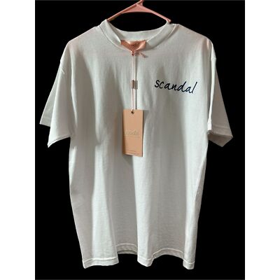 Scandal Women s Medium White Double Sided Tee Shirt Made In Italy NEW