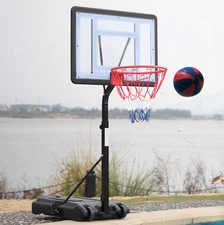 Pool Side Basketball Hoop Adjustable Height Net Backboard Swimming Pool Game