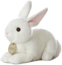 8 Inch White Bunny Plush Toy Hand Stitched Cuddle Buddy Miyoni by Aurora