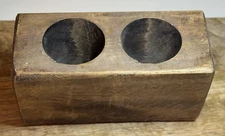 Wooden Sugar Mold Wood Candle Holder Two Hole Primitive Rustic Farmhouse Country