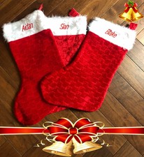 Personalised Christmas Stocking Deluxe Fluffy White Top ADD ANY NAME