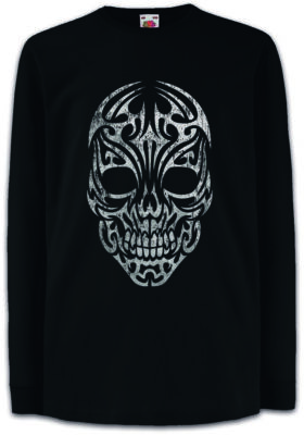 Tribal Skull Kinder Langarm T-Shirt Celts Tattoo Symbol Knot Culture Schädel
