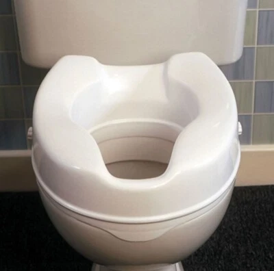 Homecraft Savanah Raised Toilet Seat 4" without Lid. Elongated & Elevated Lock
