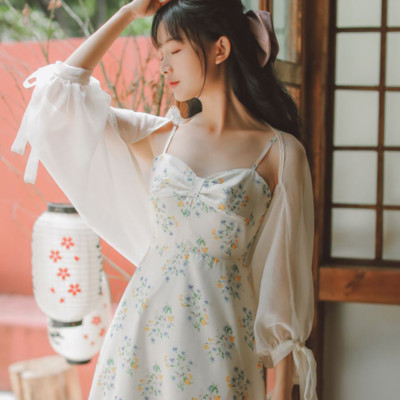 Damen Lang Krause Ärmel Chiffon Bolero Schulterjäckchen Top Schier Wrap Umhang