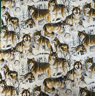 1/2 Wölfe Waldwolf David Textilien 100% Baumwollstoff ideal für Gesichtsmasken