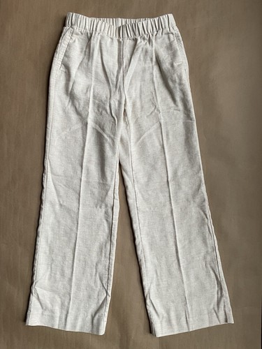 LANDS' END High Rise LINEN PANTS Size: 6 New SHIP FREE Wide Leg BEIGE Natural - Picture 2 of 19