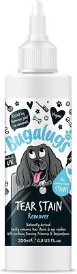 Bugalugs Tear Stain Remover Safe & Easy Cleaning Dogs & Cats Eye Drops or Wipes