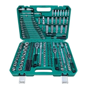 216PCS Socket & Ensemble de clés à cliquet CR-V Kit d'outils d'entraînement en acier 1/4" 3/8" 1/2"
