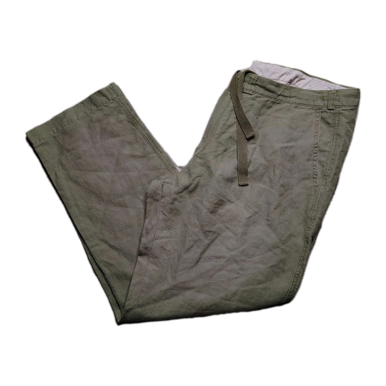 Vintage Polo Ralph Lauren Pants Mens 38x30 Green Suffield Linen Blend Drawstring