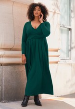 Avenue Women's Plus Size Faux Wrap Flare Maxi Dress