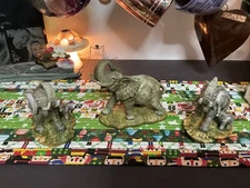 3 Vintage Mother Elephant with Baby Homco Figurine #1410 4.5" x 5.5" Porcelain