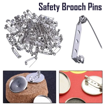 Brooch Bar Backs Safety Pins 25mm Badge Fastener Jewellery Making 10/ 50/ 100pcs - Image 1 of 4