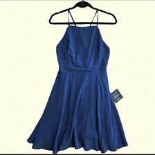 Lulus Dress Womens Size Medium Navy Fit Flare Strappy Sleeveless Lined Party NEW