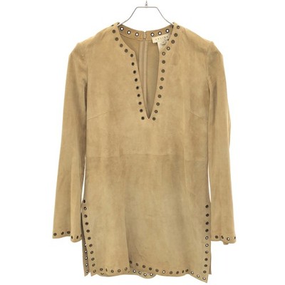 Celine Old Hatmes Wade Leather Dress 2 0119 6118 Beige 34 Used MESC-0