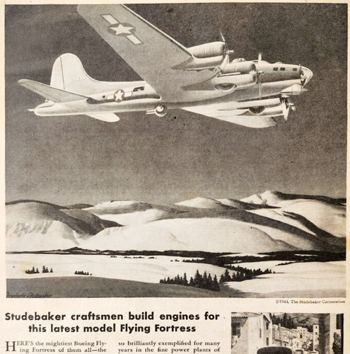 1944 Studebaker Boeing Flying Fortress Advertisement WW2 Era Aviation DWP7C