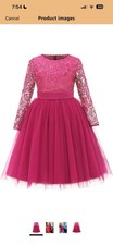 Flower Girl Party Pageant Dress Long Sleeves Lace Top Tulle Skirt Girls Size 6