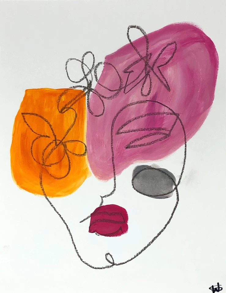 Whyte Spyder pintura facial original 14X11 Galeria Papel arte de parede abstrata moderna - Imagem 2 de 4