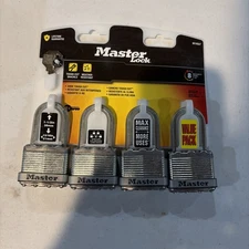 Master Lock M1XQLF Magnum Heavy Duty Outdoor Padlock with Key, 4 Pack
