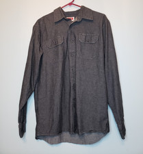 Wrangler Flex for Comfort Mens Sz M Shirt Long Sleeve Button Front Gray Stretch