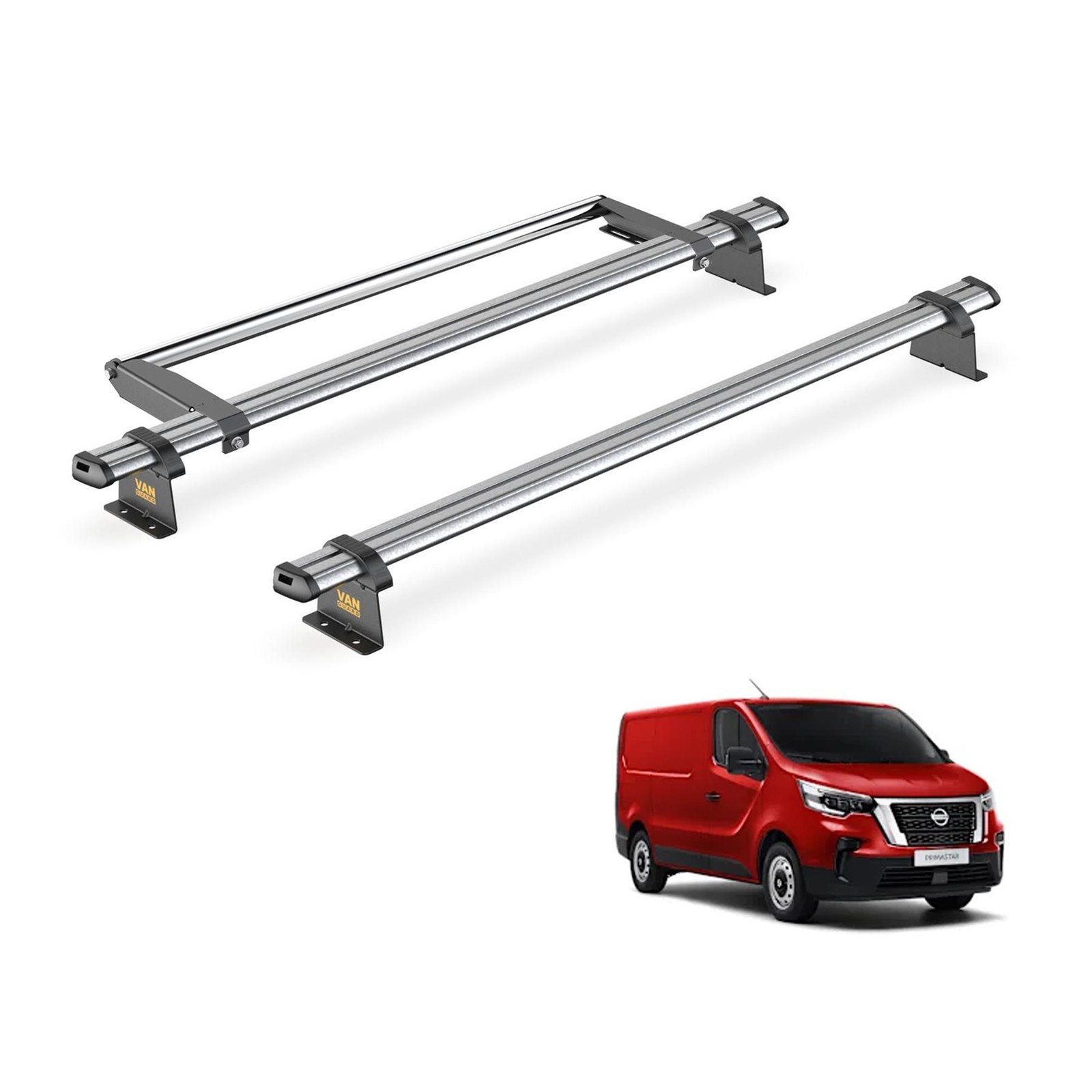 Nissan Primastar Roof Rack for 2022+ [H1, Tailgate Door] 2x Bars Van Guard Trade