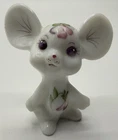 FENTON PANSIES ON MILK GLASS MOUSE Signed Hand painted