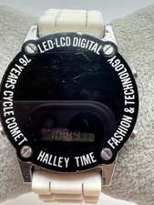 Orologio Digitale Vintage 1985 Bandai Halley Time 76 Anni Ciclo Cometa LED LCD FUNZIONANTE