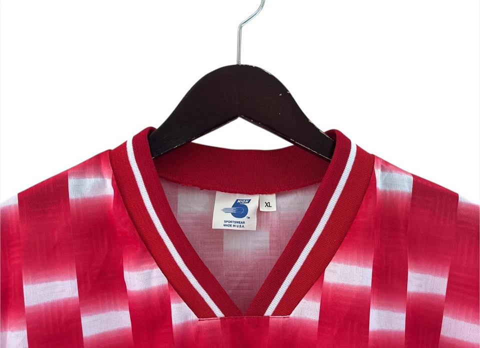 Camiseta de fútbol vintage alta cinco cuello en V para hombre talla XL deadstock nueva sin etiquetas años 90 hecha en EE. UU. Foto 2 de 4