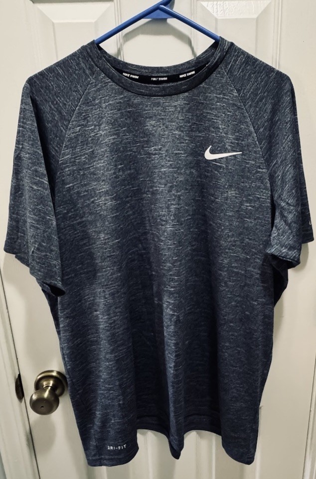 Nike Men's Dri-FIT Swim Shirt XL Dark Blue Quick Dry Solid Logo Sports Swimming