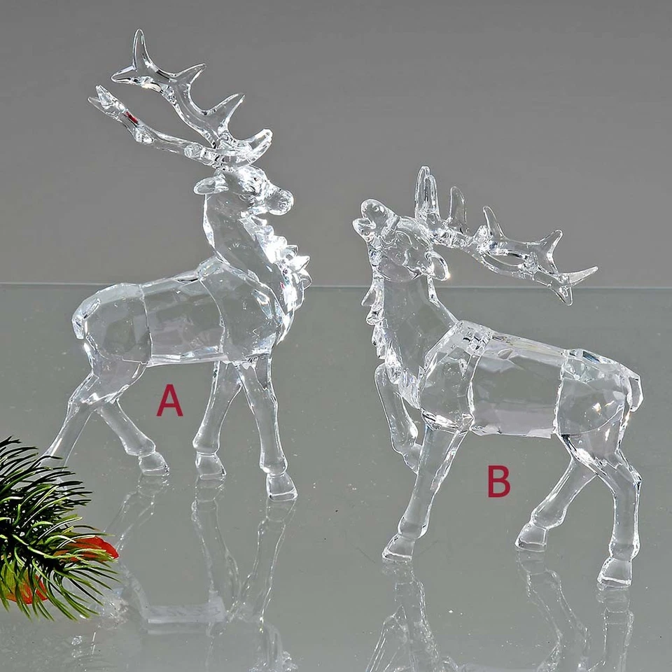 Hirsch stehend Acryl klar 16 oder 13 cm Dekofigur formano 678263 Weihnachtsdeko