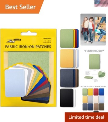 Quality Fabric Iron-on Patches Inside & Outside Strongest Glue 100% Cotton Bl...