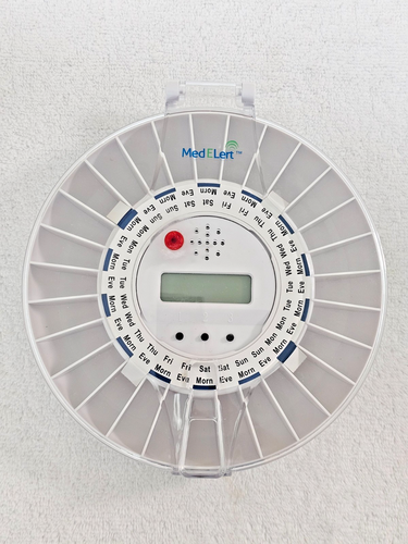 Med-e-lert Automatic Pill Dispenser 28 Day 7 Day 4 Times Needs KEY - Works Great - Picture 2 of 10