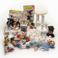 Huge Vintage Lot 50+ Wilton Cake Decorations Sesame St Garfield Clowns Wedding