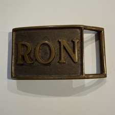 Vintage RON Name Belt Buckle Brass Personalized Western Cowboy Buckle