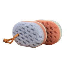 2 Pcs Oval Scrubber Shower Sponge for Bath and Body Loofah Double-sided