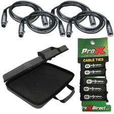 Lighting Accessories Package 25' Male-Female DMX Cables 4 Pack  Ties  Case