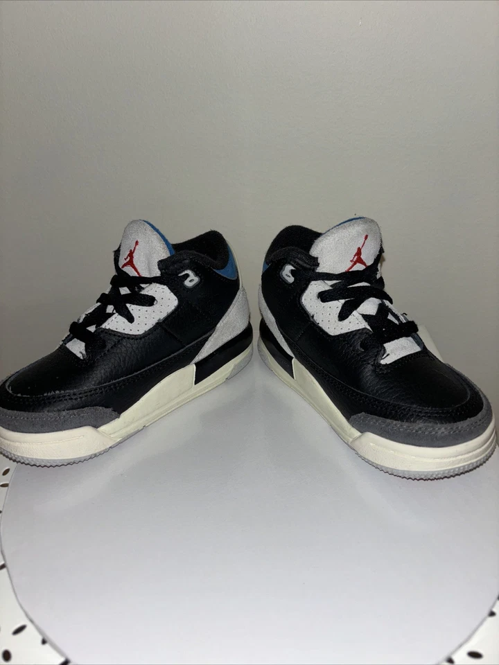 Air Jordan 3 Retro OG Raro Air Niño 7c Negro Azul Chile Foto 2 de 4