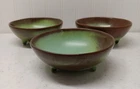 3 footed Frankoma bowls Prairie Green vintage 5.5" round. #826 No damage.