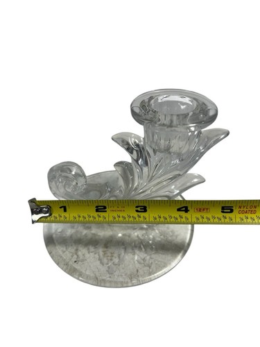 Vintage Fostoria Baroque Glass Taper Candle Holder Chintz Floral Etching - Picture 3 of 11
