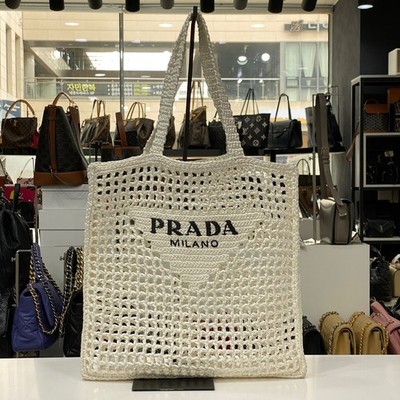 Prada Raffia Schultertasche weiß 1BG393 140613892