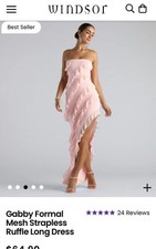 Windsor Gabby Formal mesh strapless ruffle long dress