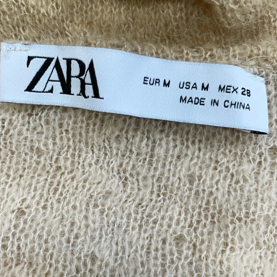 Zara, pull en tricot, taille : M, beige, acrylique/laine d'alpaga/polyamide #6dy - Photo 3/4